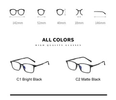 Blue Light Blocking Reading Glasses Men Women Ultralight TR90 Titanium Alloy Optical Frame Eyeglasses Square Eyewear