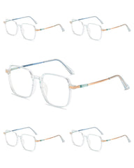 5PCS Anti Radiation Large Frame Glasses Shades for Woman Man Transition Eyeglasses Korean Replaceable Lens Women