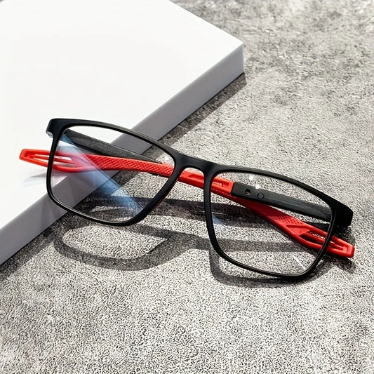 【+100~+400】1pc TR sports reading glasses lightweight and non-slip design suitable for both men and women, rectangular frame