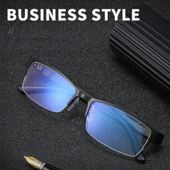 Anti Blue Reading Glasses Men Half-frame Glasses Business Style Male Eyeglasses For Old People Glasses With Grade +100~+400