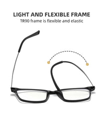 Blue Light Blocking Reading Glasses Men Women Ultralight TR90 Titanium Alloy Optical Frame Eyeglasses Square Eyewear