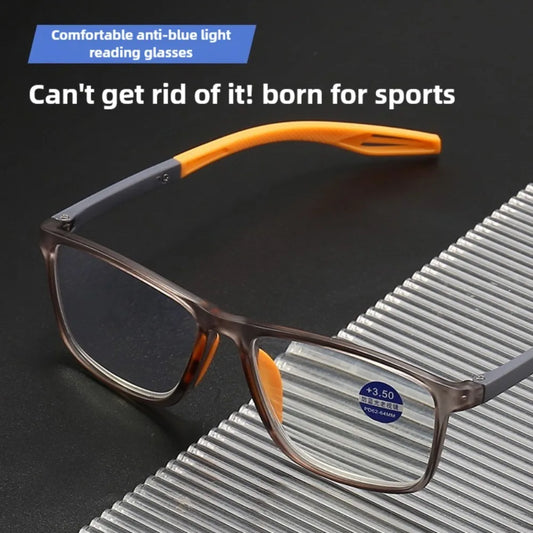 TR90 Sport Reading Glasses Men Ultralight Anti Blue Light Presbyopia Eyeglasses Men's Hyperopia Optical Eyewear Diopters
