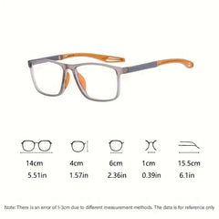 【+100~+400】1pc TR sports reading glasses lightweight and non-slip design suitable for both men and women, rectangular frame