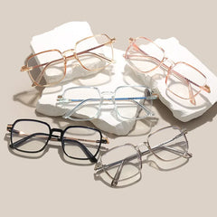 5PCS Anti Radiation Large Frame Glasses Shades for Woman Man Transition Eyeglasses Korean Replaceable Lens Women