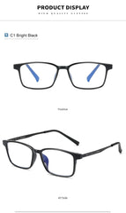 Blue Light Blocking Reading Glasses Men Women Ultralight TR90 Titanium Alloy Optical Frame Eyeglasses Square Eyewear
