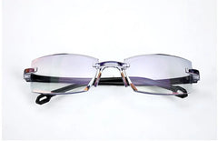 2 Pair New Men Women Rimless Reading Glasses Anti Blue Light Bifocal Far Near Magnification Eyewear Presbyopic Glasses +150 +200